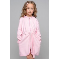 Махровый халат с капюшоном для девочки, розовый