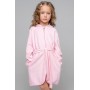 Махровый халат с капюшоном для девочки, нежно-розовый