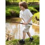 Льняные шорты на мальчика серо-бежевые