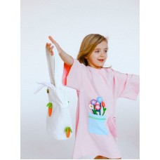 Детское платье-футболка с карманами Клумба, розовый