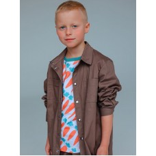 Джинсовая рубашка для мальчика, коричневая