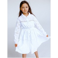 Платье-рубашка белое детское из шитья