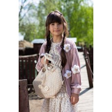 Бежевая детская сумка-авоська с цветами