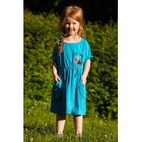 Бирюзовое детское платье-туника для девочки