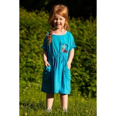 Летнее бежевое детское платье-сарафан для девочки Палеонтология