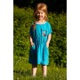 Бирюзовое детское платье-туника для девочки, с прозрачным карманом