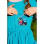 Бирюзовое детское платье-туника для девочки, с прозрачным карманом