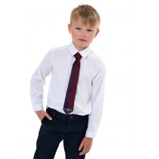 Классическая белая школьная рубашка с синими пуговицами для мальчика