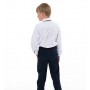 Классическая белая школьная рубашка с синими пуговицами для мальчика