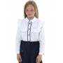 Хлопковая белая школьная блузка с воланом на лифе