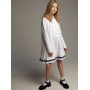 Белое школьное платье-поло из хлопка с длинными рукавами