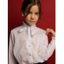 Нарядная белая школьная блузка с воротником стойкой с рюшью