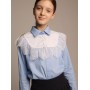 Классическая голубая школьная блузка рубашечного кроя на девочку