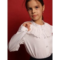 Блузка школьная с рюшью-шитьем на воротнике