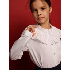 Блузка школьная с рюшью-шитьем на воротнике