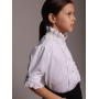 Белая нарядная трикотажная школьная блузка с коротким рукавом