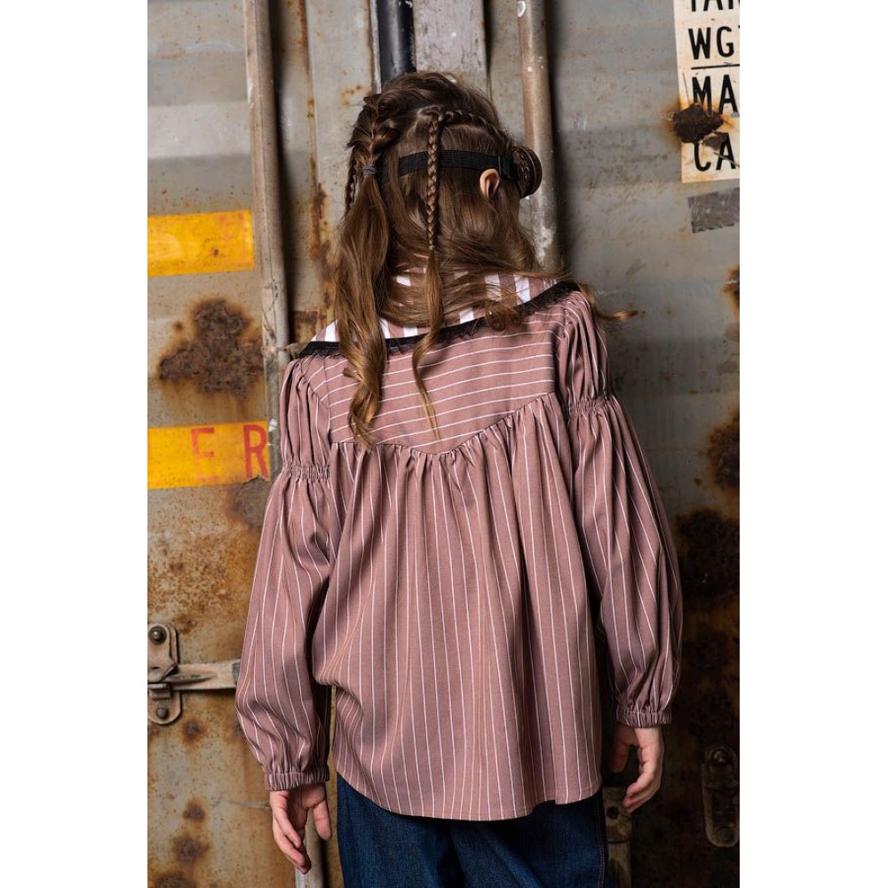 Детская блузка в полоску со съемным воротником