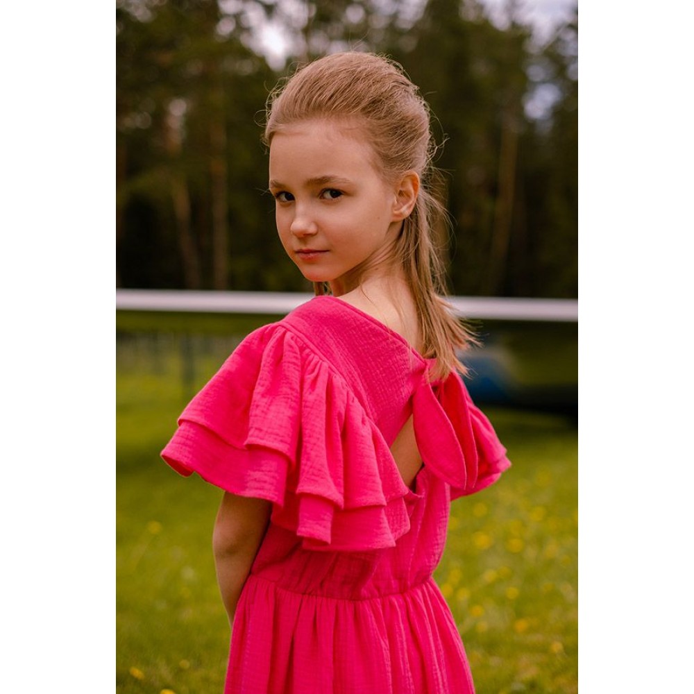 Платье из муслина Фуксия с открытой спиной купить в Москве на babymodik.com