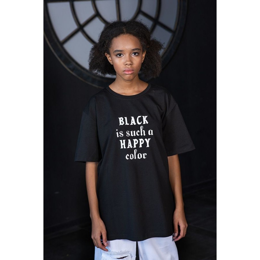 Черная футболка унисекс с принтом Black Is Such A Happy Color