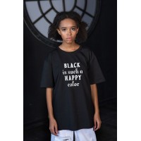 Черная футболка унисекс с принтом Black Is Such A Happy Color