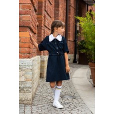Школьное платье с кулиской и съемным воротником