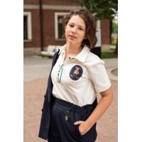 Школьная рубашка-поло с коротким рукавом для девочки