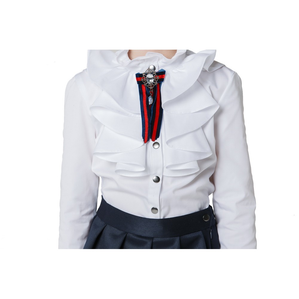 Blouse with frills white BL-011